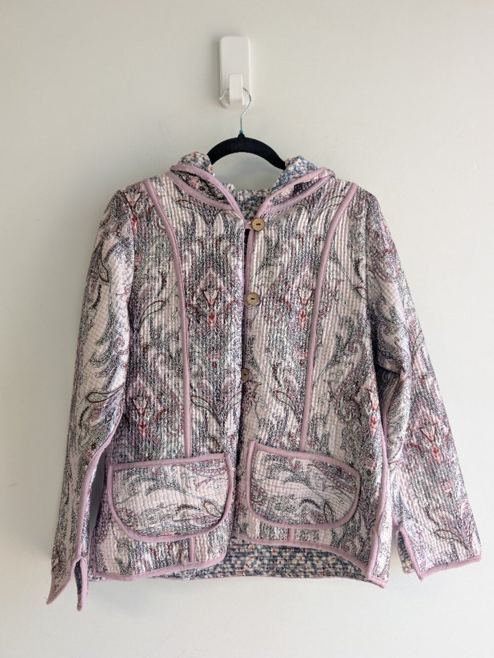 Handmade (?) Reversible quited Hoodie Jacket